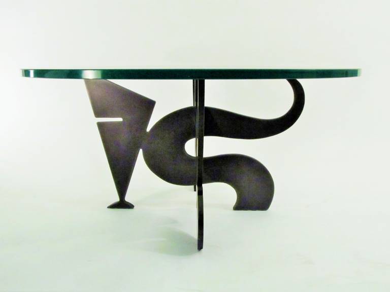 Italian Pucci de Rossi Sculptural Steel Coffee Table