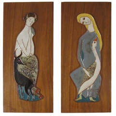 Pair of Mythic Harris Strong Ceramic Wall Plaques