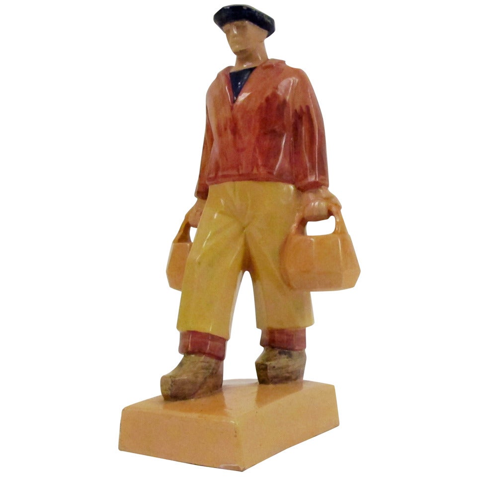 Seltene Keramik-Skulptur von Emile-Just Bachelet für Henriot Quimper im Angebot