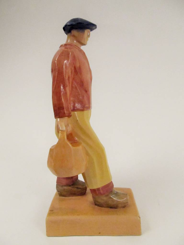 Diese kraftvolle Figur eines Arbeiters, eines Malers, im Art-déco-Stil stellt die Würde und die schiere Stärke der Arbeiterklasse in der Zeit des sozialistischen Aufstiegs zu Beginn des 20. Jahrhunderts dar. Bachelet fertigte ab den 1920er Jahren