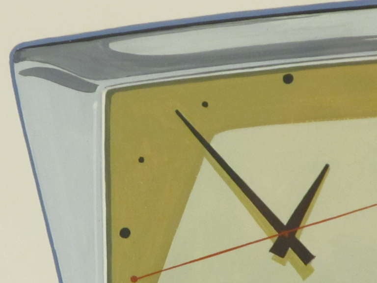 Mid-Century Modern Industrial Rendering of an Imaginary Clock by Rene Pinchuk For Sale