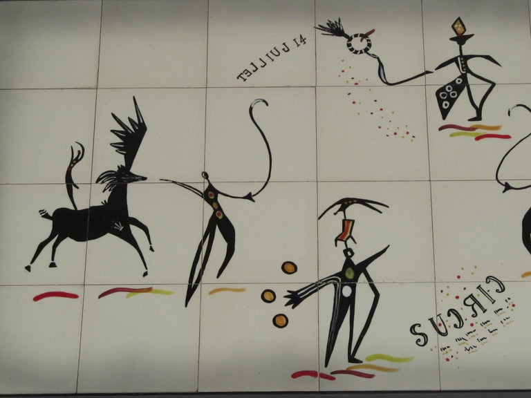American Surrealist Circus Tile Top Coffee Table by Tye of California