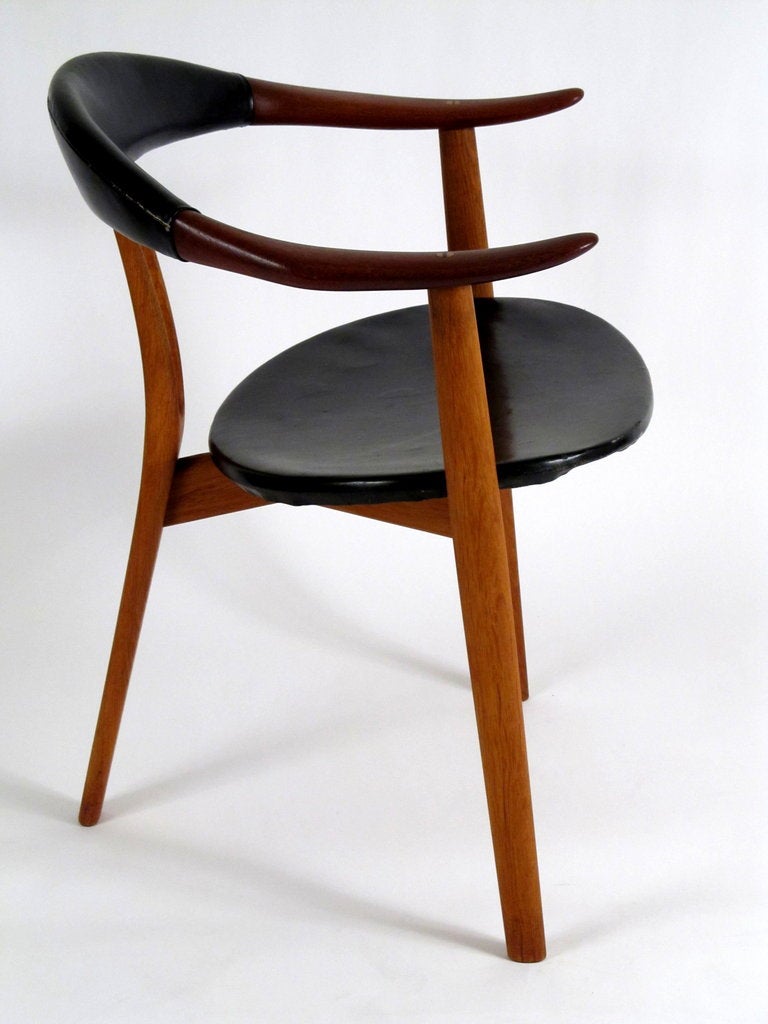 Arne Hovmand Olsen Three Legged Teak and Oak Armchair