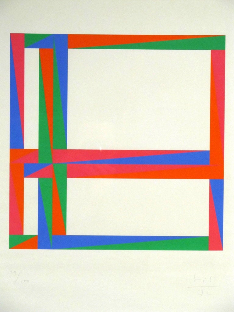Signed and numbered 29/100 screenprint by Swiss architect, designer and artist Max Bill (1908 - 1994).  Signed lower right 