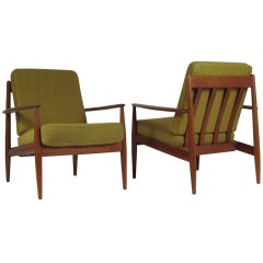 Pair of Grete Jalk Lounge Chairs for France and Sons Denmark
