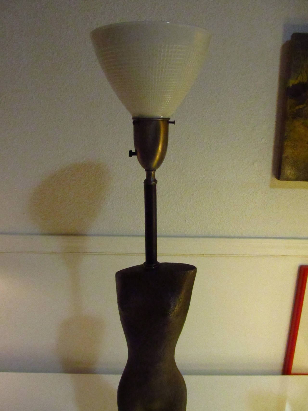 Metal Female Torso Sculptural Table Lamp For Sale