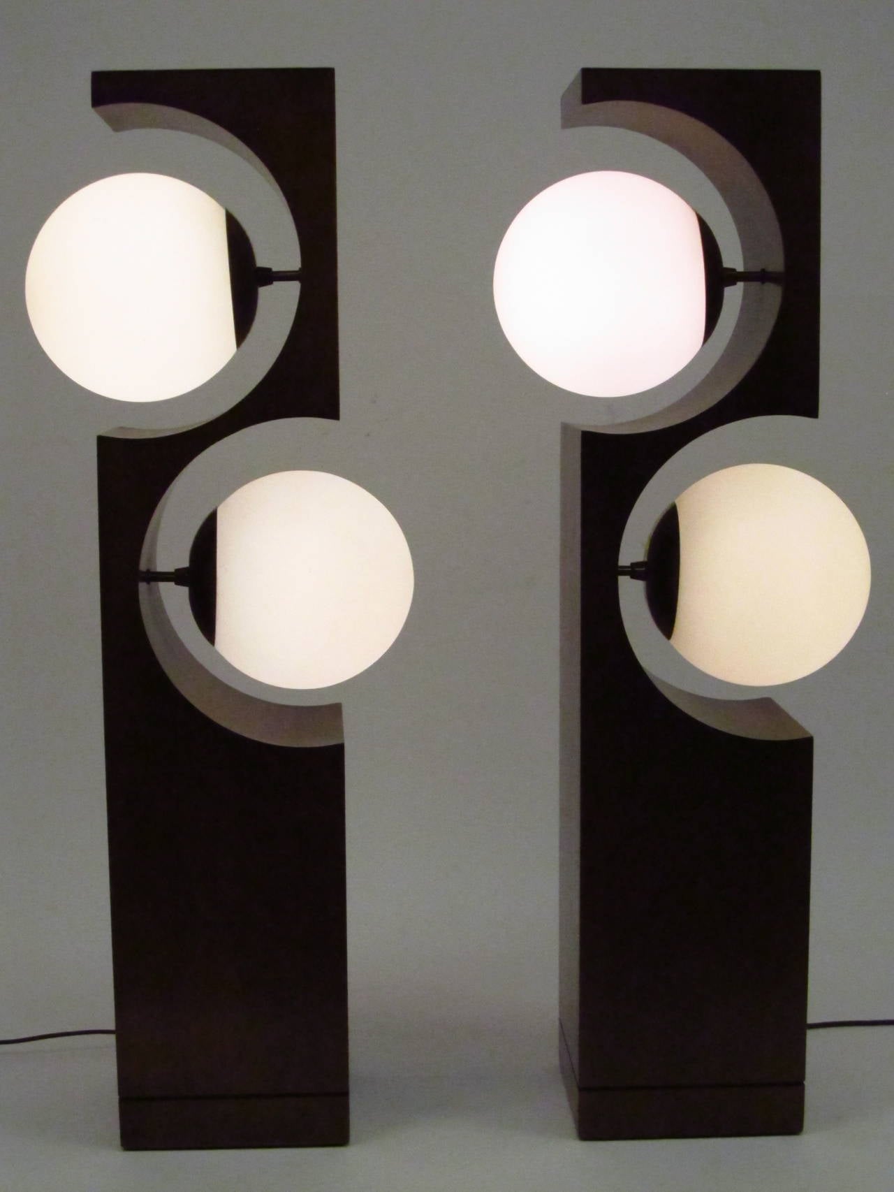 American Pair of Modeline Double Globe Table Lamps