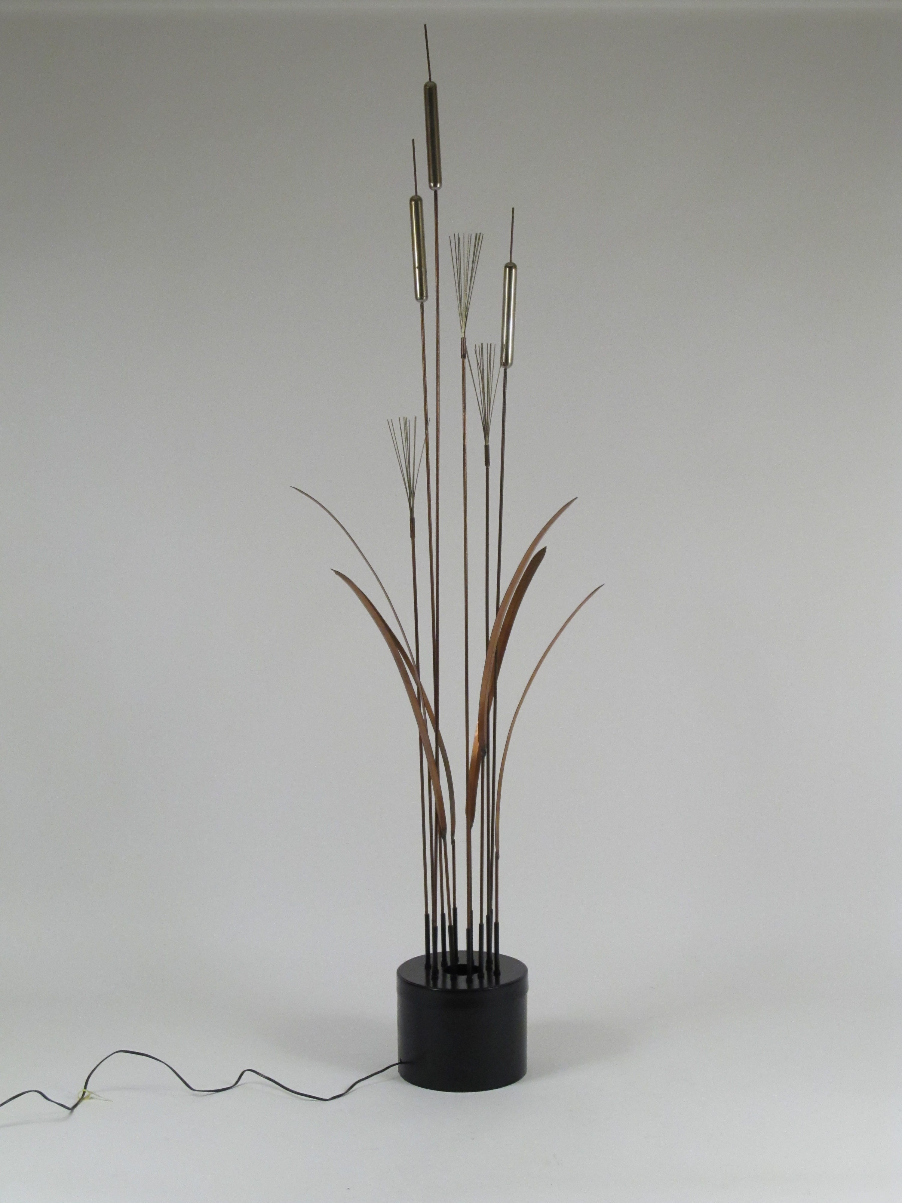 Illuminated C. Jere Illuminated Cattail Floor Sculpture Unsigned
