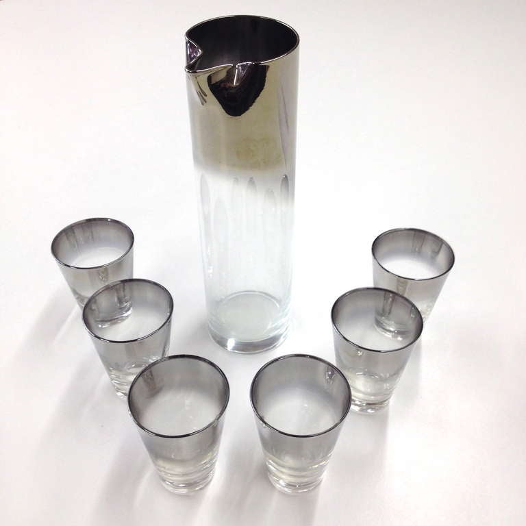 American Dorothy Thorpe Pitcher and 6 Glass Set