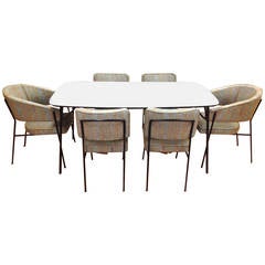 Modernist Dining Table with Two Leaves with Six Dining Chairs by Cal Style
