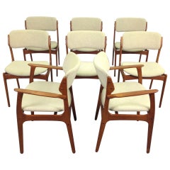 Set of 8 Danish Modern Teak Dining Chairs by Erik Buck
