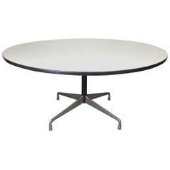 Charles Eames Herman Miller Aluminum Group Round Conference Dining Table with White Laminate Top