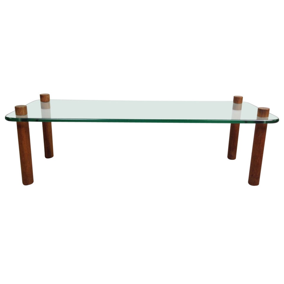 Wood and Glass Cocktail Coffee Table