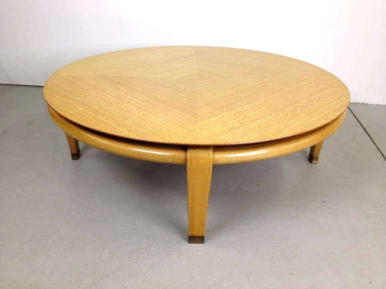 Paul Laszlo Model 145 Bleached Mahogany Coffee Cocktail Table for Brown Saltman.  Comes with custom glass top.  Excellent all original condition.  Minor ding (see picture 7)  otherwise very little wear as pictured.