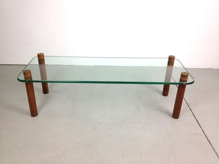 Wood and Glass Cocktail Coffee Table.  Table height is 15