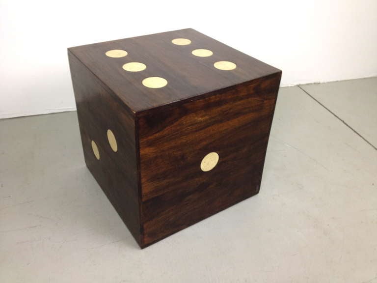 Beautiful Cocobolo and Inset Marble Dice Cube Side Table In Good Condition In Long Beach, CA
