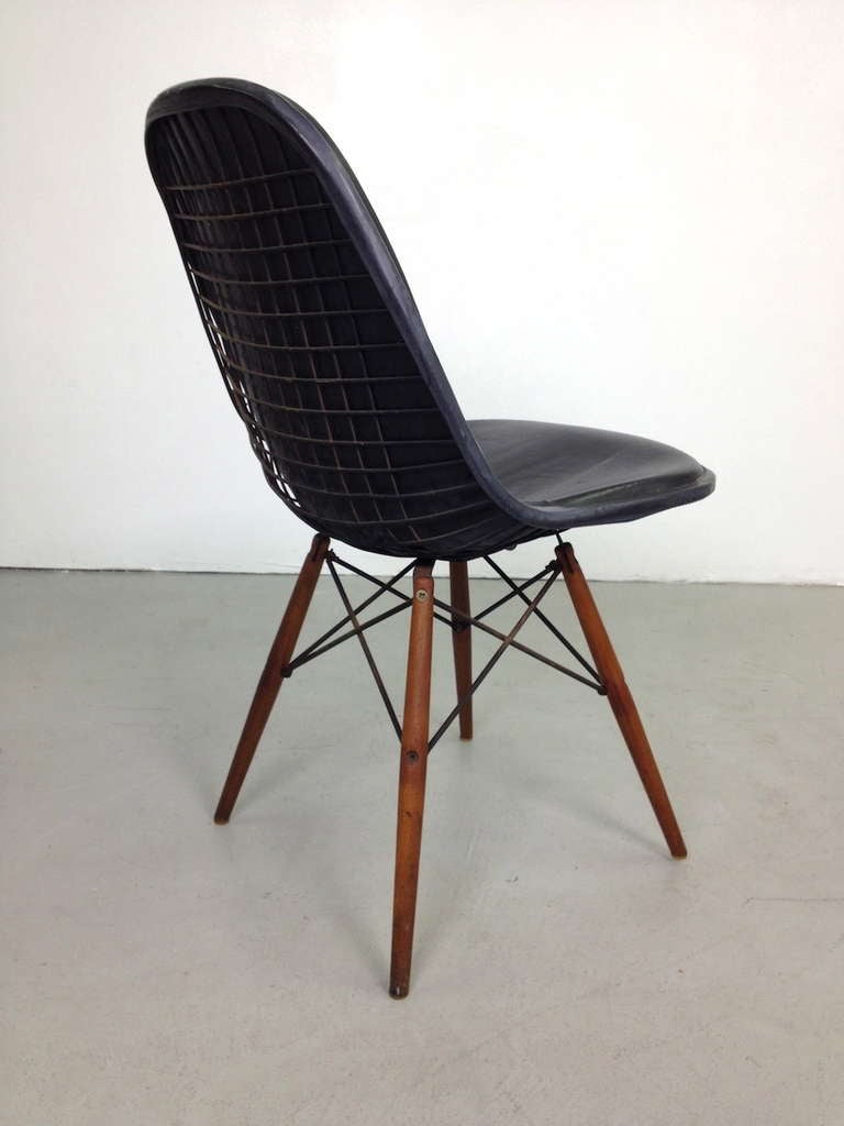 Metal Rare and Early Set of 4 Charles Eames DKW Dowel Leg Dining Chairs