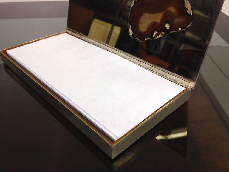 Exceptional Chrome Desk Top Letter Envelope Holder with Inset Agate 3
