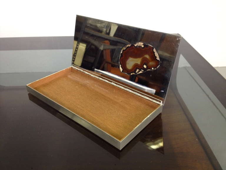 Exceptional Chrome Desk Top Letter Envelope Holder with Inset Agate 4