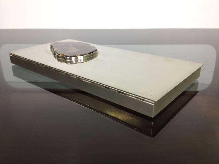 Exceptional Chrome Desk Top Letter Envelope Holder with Inset Agate 6