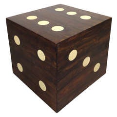 Beautiful Cocobolo and Inset Marble Dice Cube Side Table