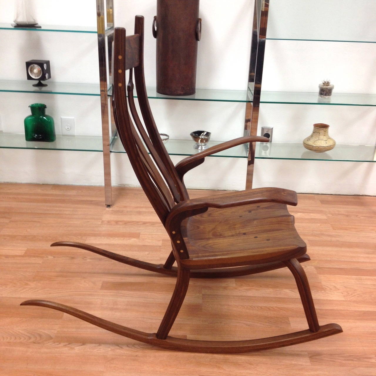 Laminated Beautiful Handcrafted Studio Rocking Chair by California Craftsman Lyle Otten