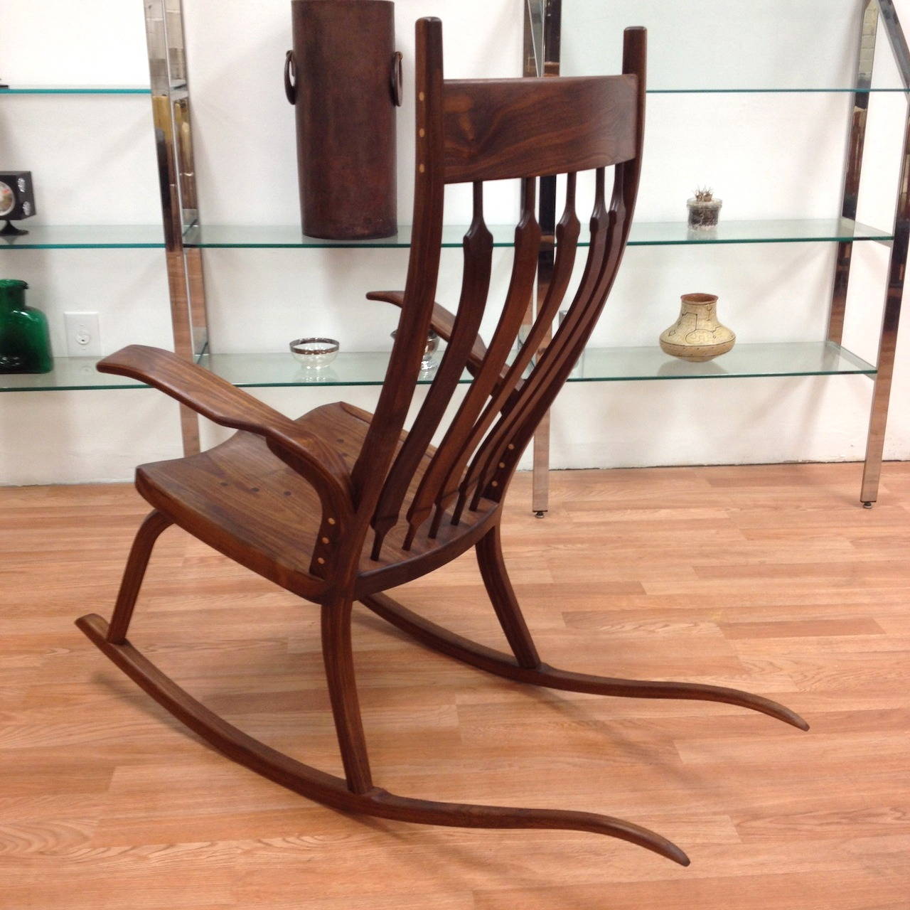 Beautiful Handcrafted Studio Rocking Chair by California Craftsman Lyle Otten In Excellent Condition In Long Beach, CA