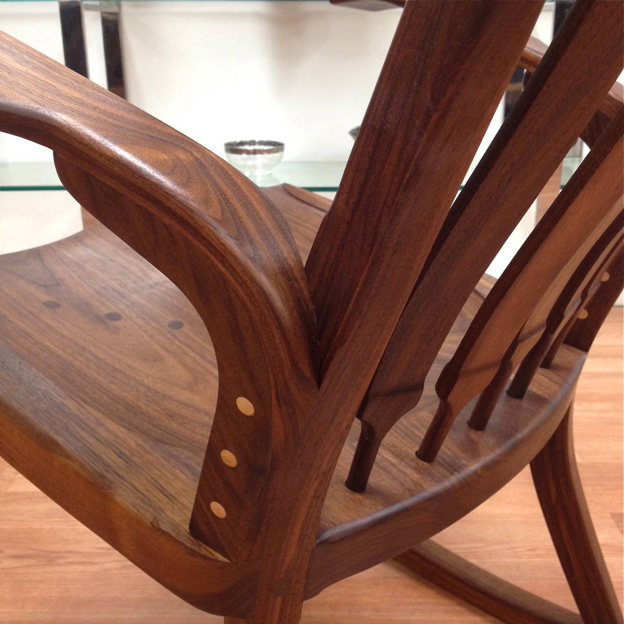 Contemporary Beautiful Handcrafted Studio Rocking Chair by California Craftsman Lyle Otten