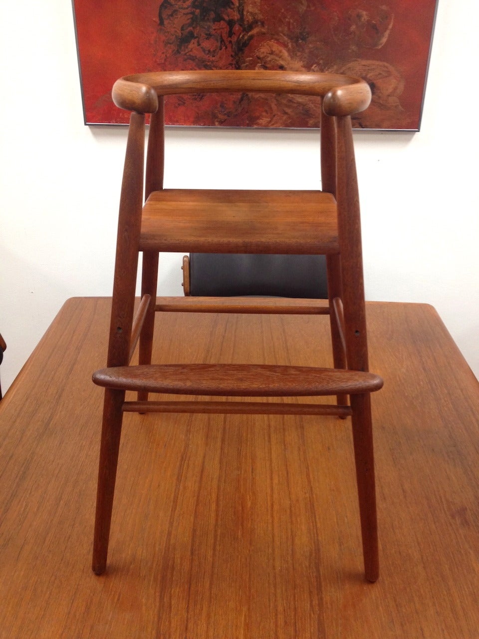 Early Nanna Ditzel Danish Modern Teak Child's High Chair by Kolds Savvaerk In Excellent Condition In Long Beach, CA