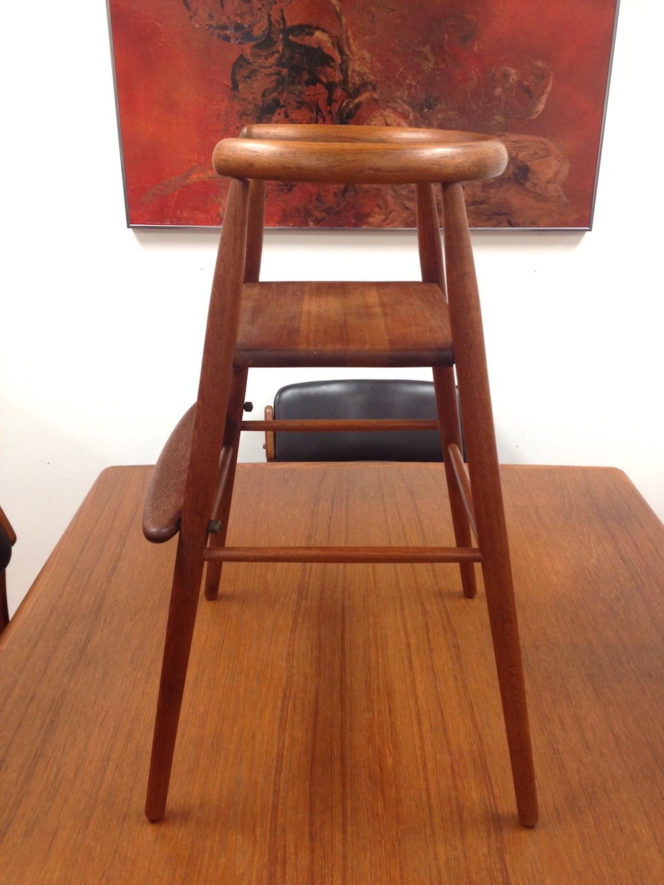 Mid-20th Century Early Nanna Ditzel Danish Modern Teak Child's High Chair by Kolds Savvaerk