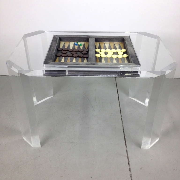 Charles Hollis Jones Lucite Backgammon Game Table In Good Condition In Long Beach, CA