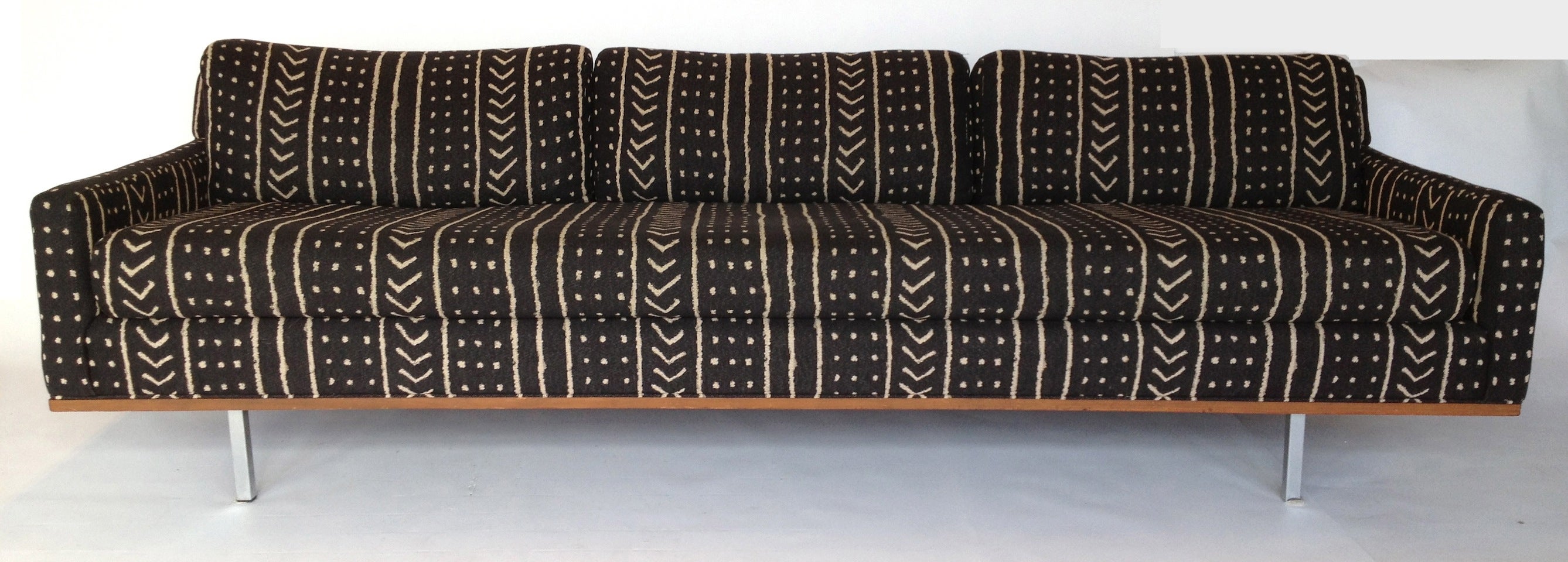 Exceptional 8 Foot Milo Baughman Upholstered Sofa with Chrome Legs