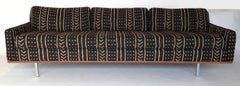 Exceptional 8 Foot Milo Baughman Upholstered Sofa with Chrome Legs