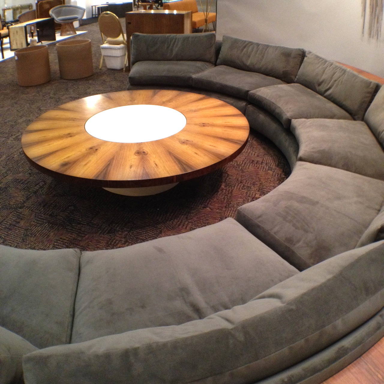 Chrome Complete Milo Baughman Thayer Coggin Half Circle Sectional Sofa and Table Set