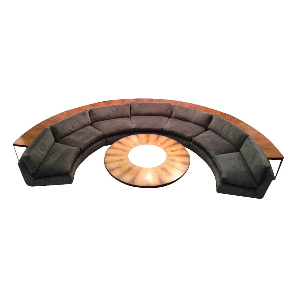 Complete Milo Baughman Thayer Coggin Half Circle Sectional Sofa and Table Set
