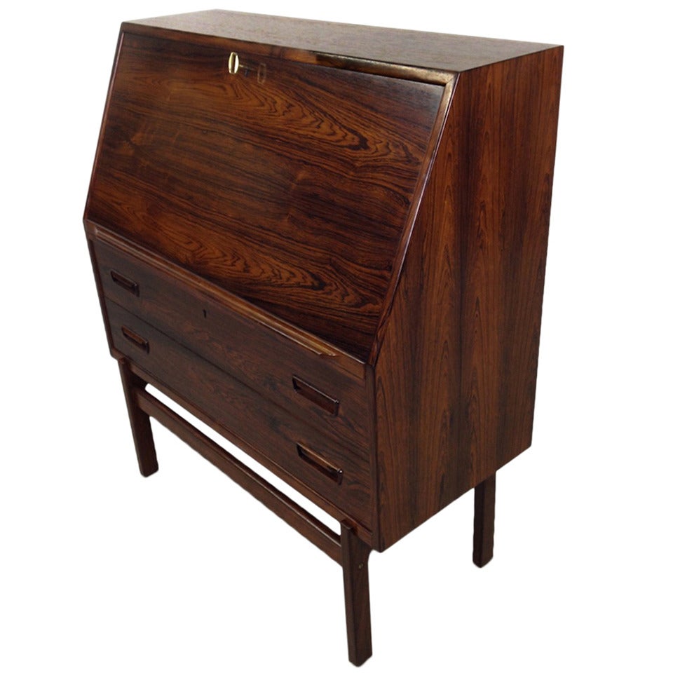 Beautiful Danish Modern Rosewood Secretary Desk Cabinet
