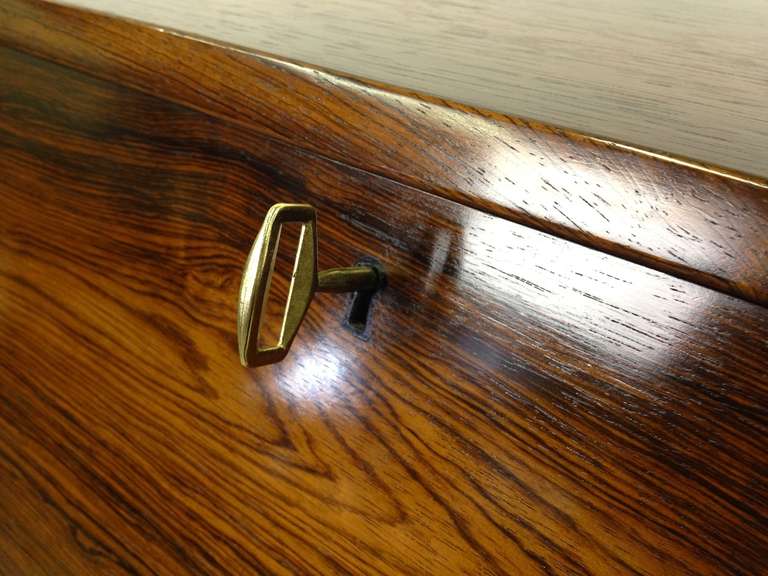 Beautiful Danish Modern Rosewood Secretary Desk Cabinet In Excellent Condition In Long Beach, CA