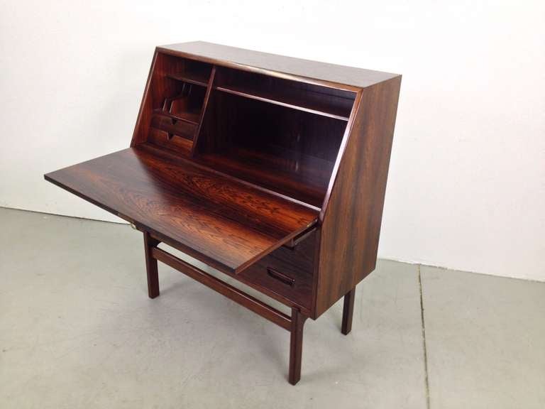 Mid-20th Century Beautiful Danish Modern Rosewood Secretary Desk Cabinet
