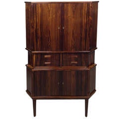 Exceptional Danish Modern Rosewood Corner Cabinet