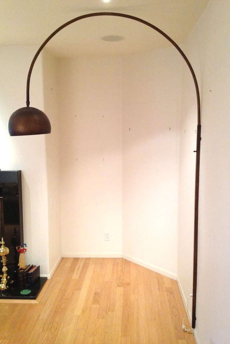 Wall Mount Arch Arco Lamp in a Copper Finish In Excellent Condition In Long Beach, CA