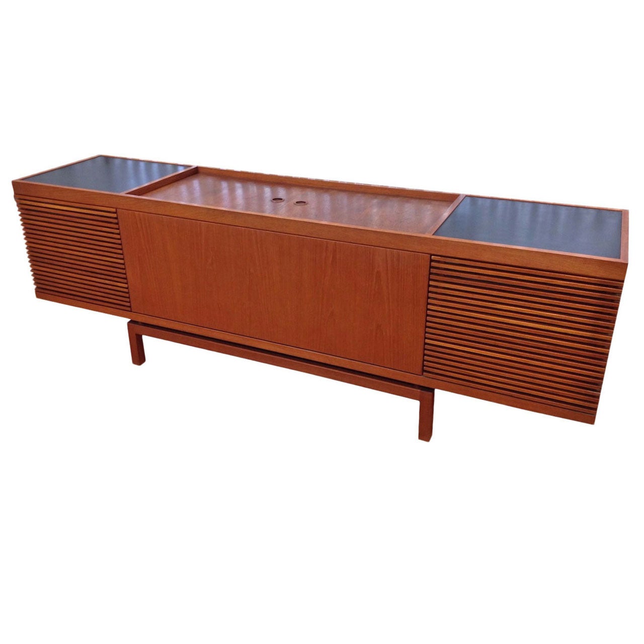 Vintage Danish Modern Teak Stereo Media Cabinet Credenza, Made in Denmark