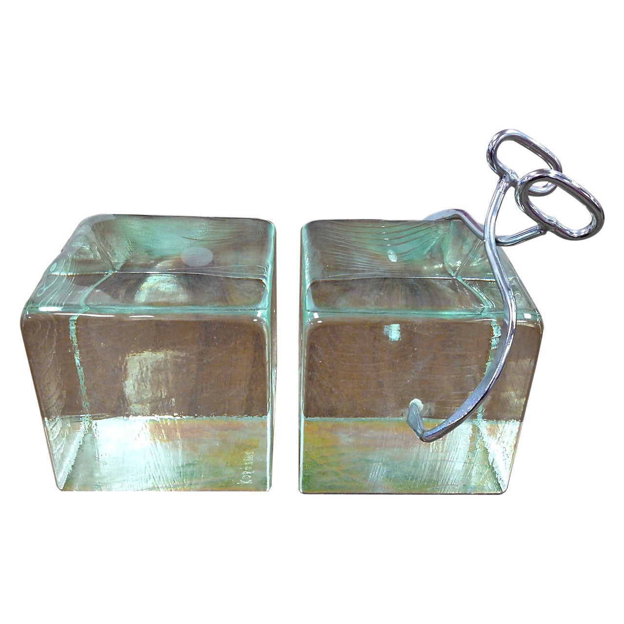 Rare Pair of Curtis Jere Ice Block Bookends