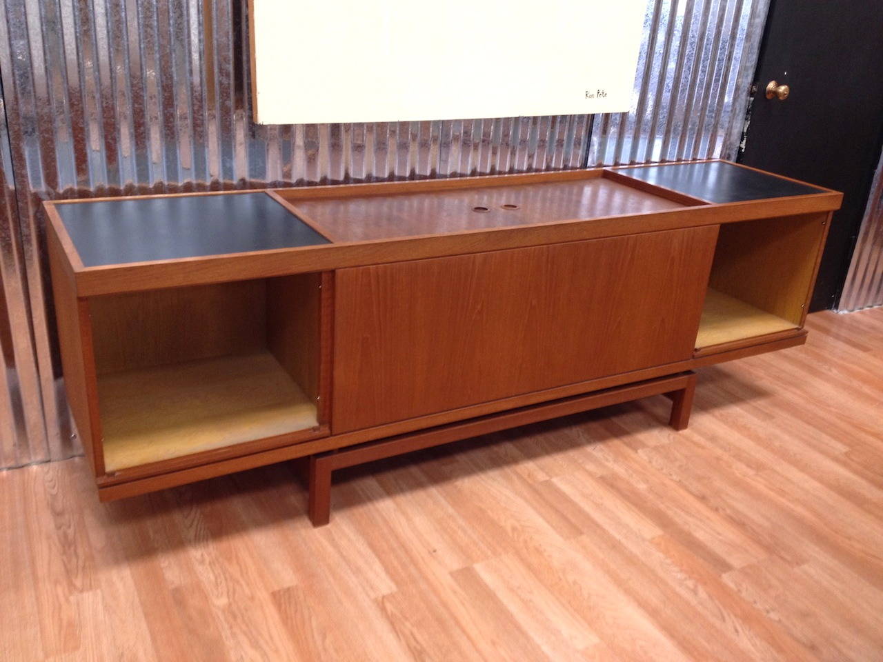 Mid-20th Century Vintage Danish Modern Teak Stereo Media Cabinet Credenza, Made in Denmark