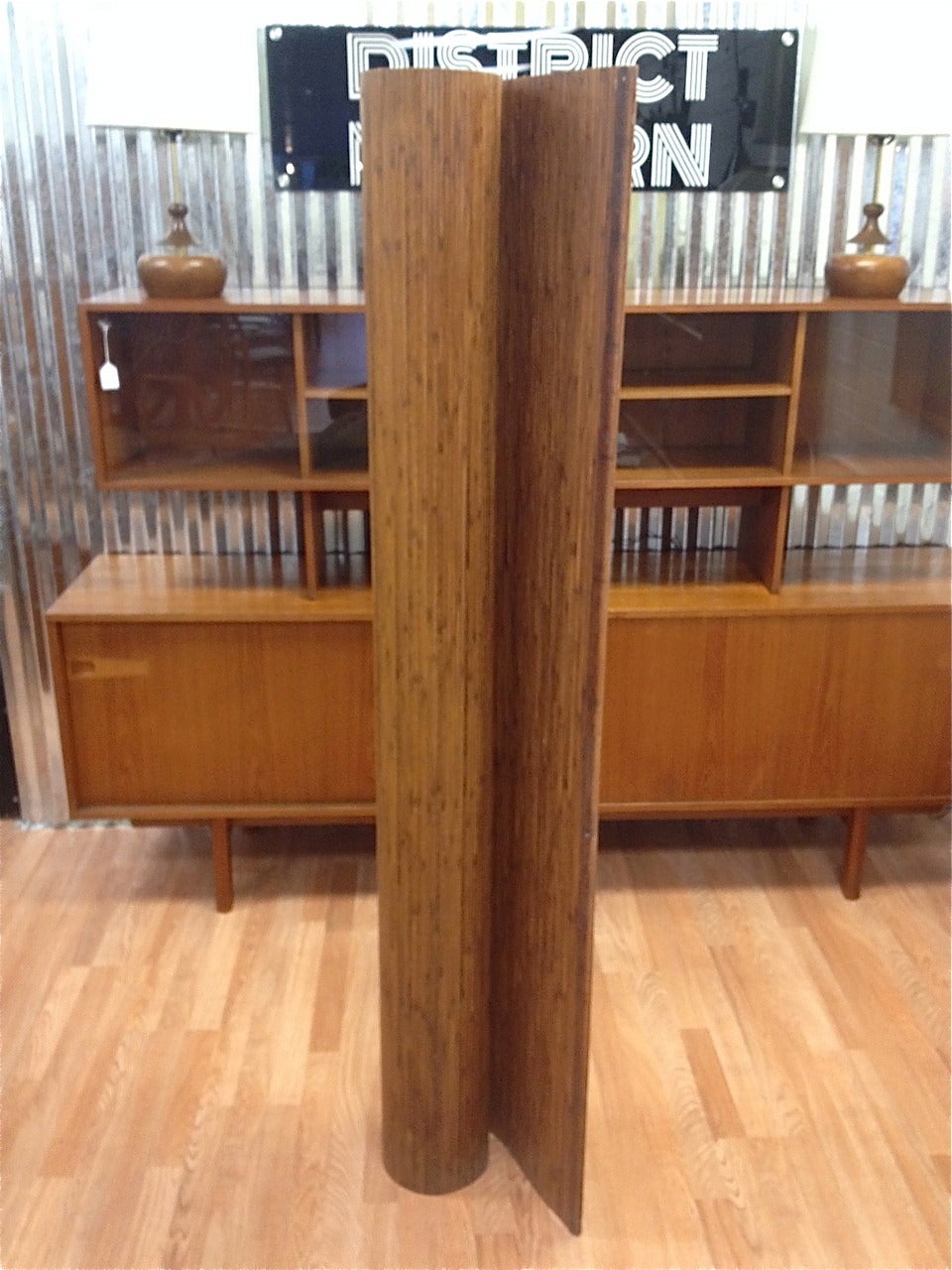 Vintage Wooden Paravent Folding Screen Room Divider In Good Condition In Long Beach, CA