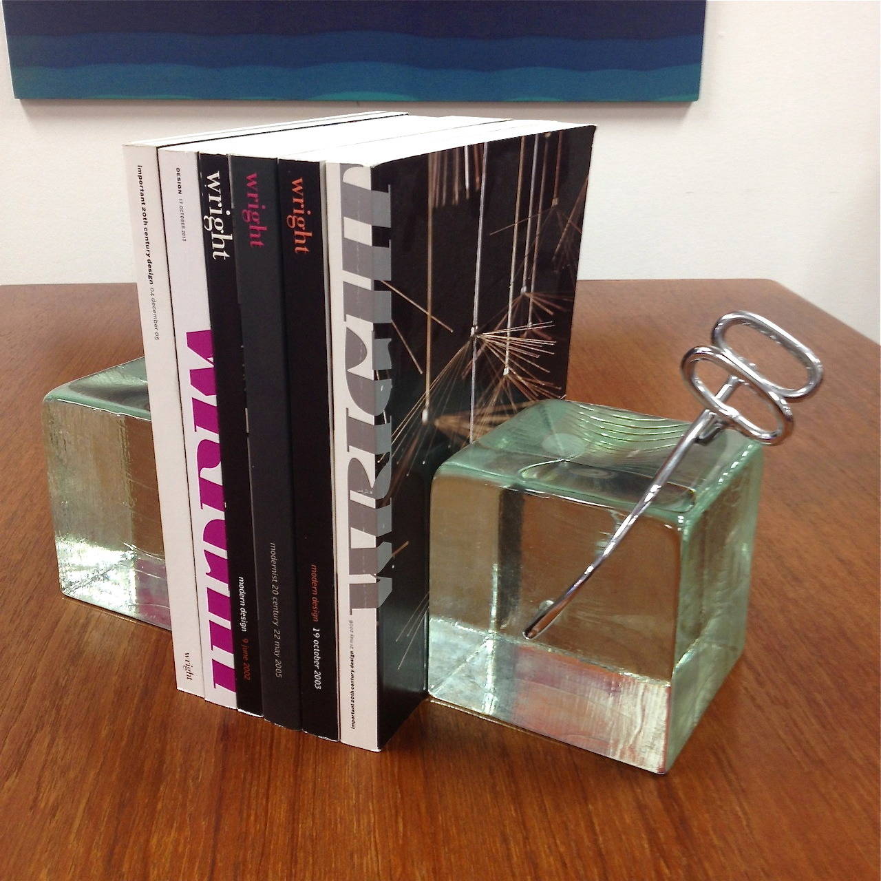 Rare Pair of Curtis Jere Ice Block Bookends In Excellent Condition In Long Beach, CA