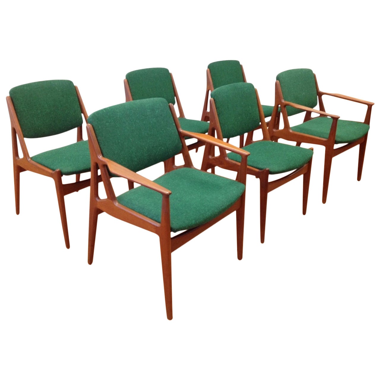 Set of Six Arne Vodder Swivel Back Teak Dining Chairs