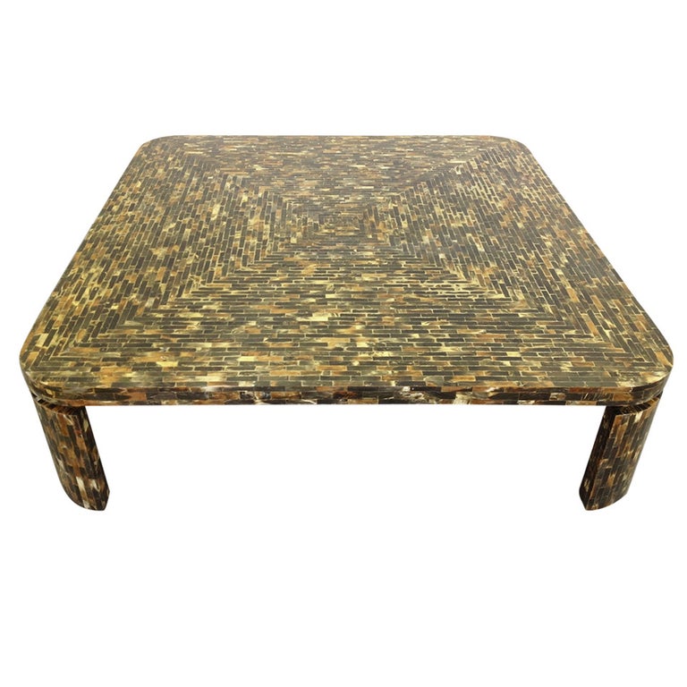 Exceptional Horn Veneer Coffee Cocktail Table at 1stDibs