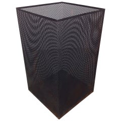 Unique Perforated Metal Waste Basket Trash Can in the style of Mathieu Mategot