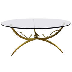 Sculptural Italian Brass Lotus Coffee Cocktail Table