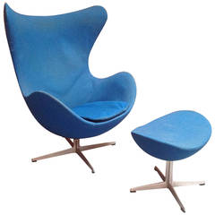 Loungesessel und Ottomane aus Eierholz, Arne Jacobsen für Fritz Hansen